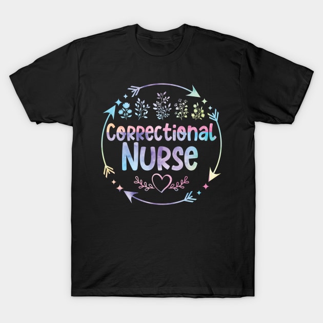 Correctional Nurse cute floral watercolor T-Shirt by ARTBYHM